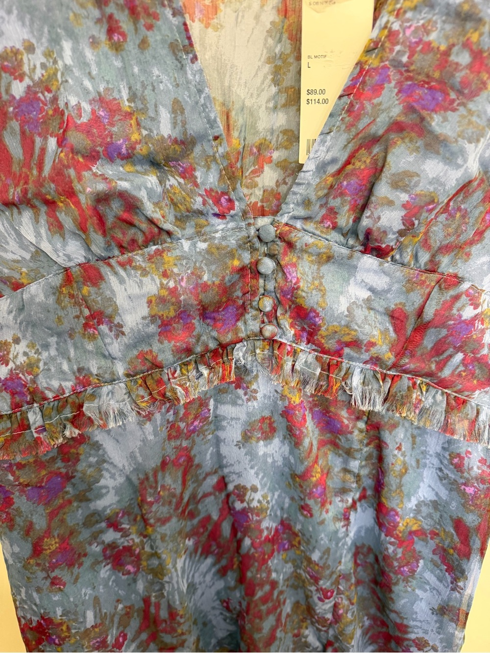 NWT Urban Outfitters Florence Chiffon Midi Dress Blue Purple Floral Size Large - Picture 8 of 12